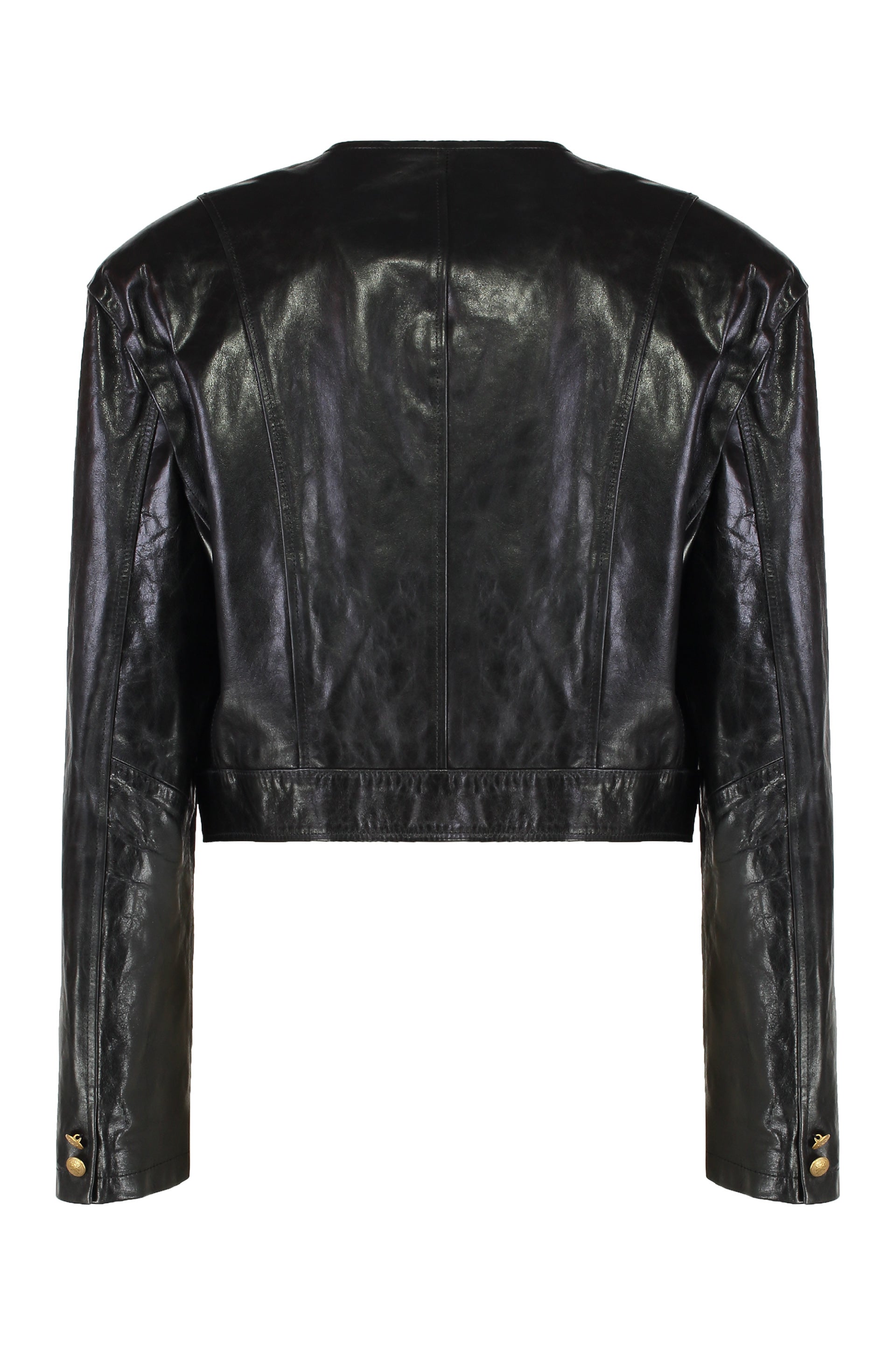 HALFBOY Women's Padded Shoulder Leather Jacket