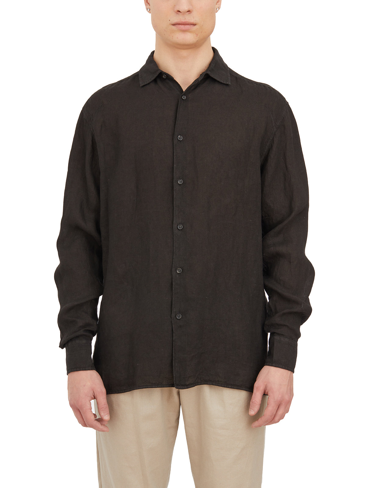 PAOLO PECORA Linen Button-Up Shirt - Size 48