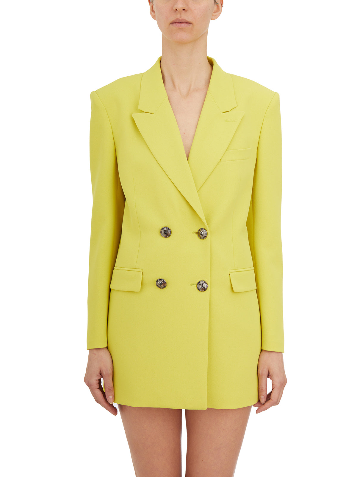 ELISABETTA FRANCHI Double-Breasted Jacket with Peak Lapels - 78 cm Length for Size 40