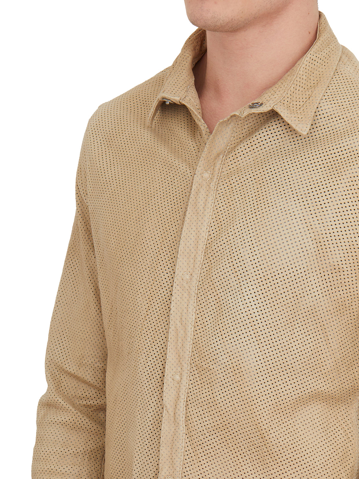 GIORGIO BRATO Men's Perforated Leather Shirt - Size 50