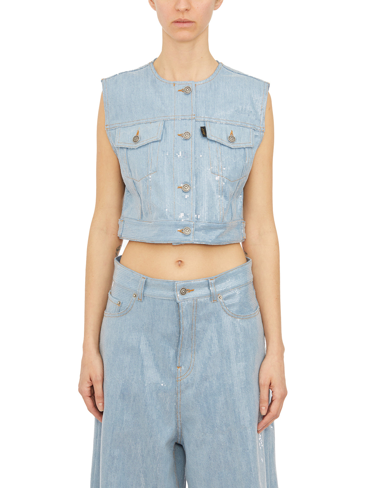 HAIKURE Sleeveless Mini Gilet with Sequin Detail