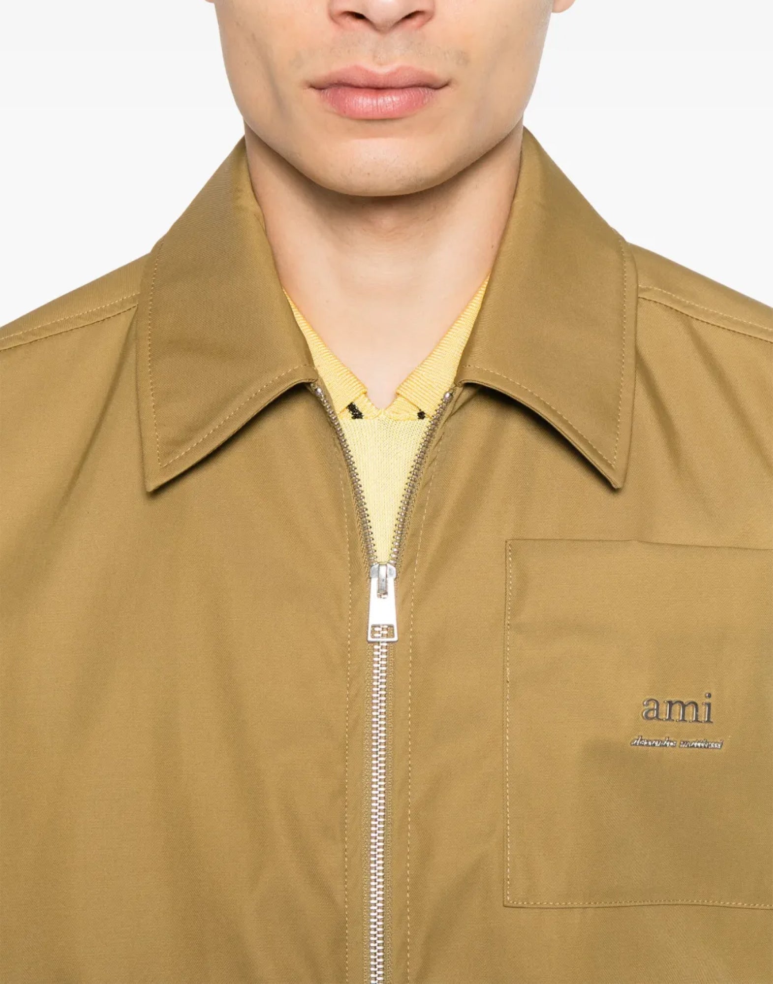 AMI PARIS Logo Plaque Twill Bomber Jacket - Men’s Outerwear