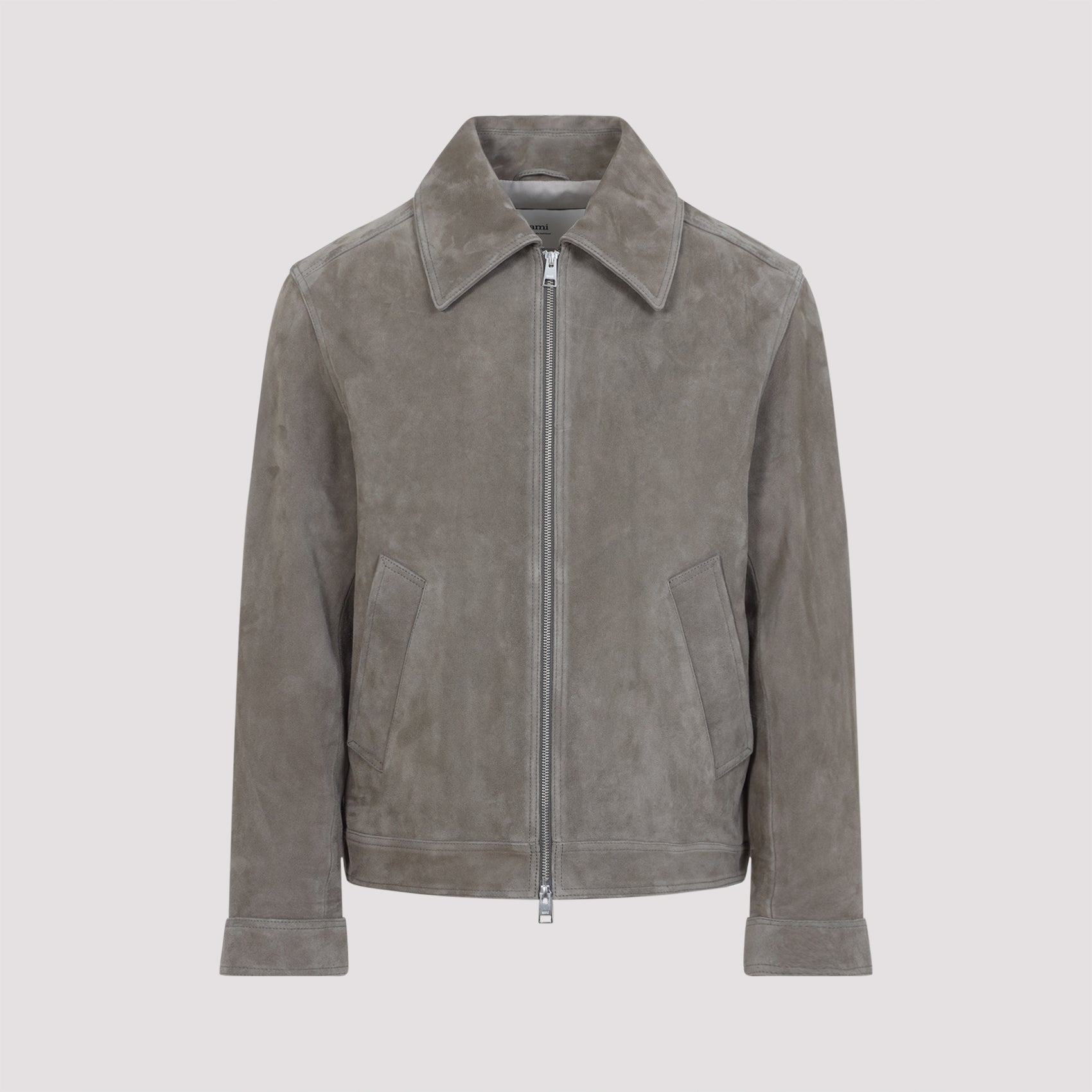 AMI PARIS Suede Zip-Up Jacket for Men
