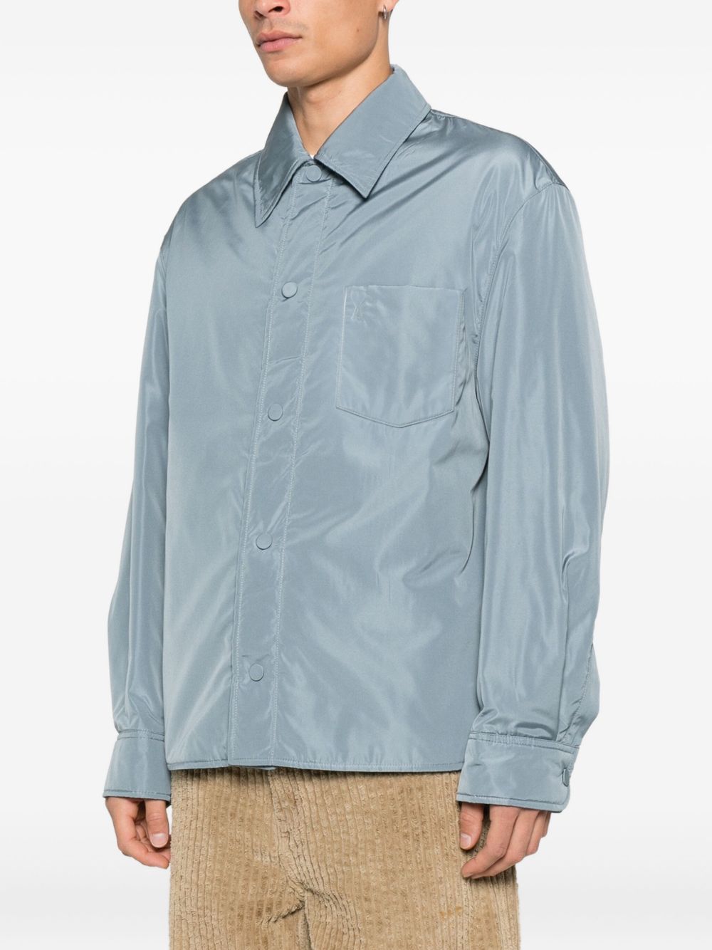 AMI PARIS Classic Nylon Overshirt with Point Collar - Men’s Outerwear