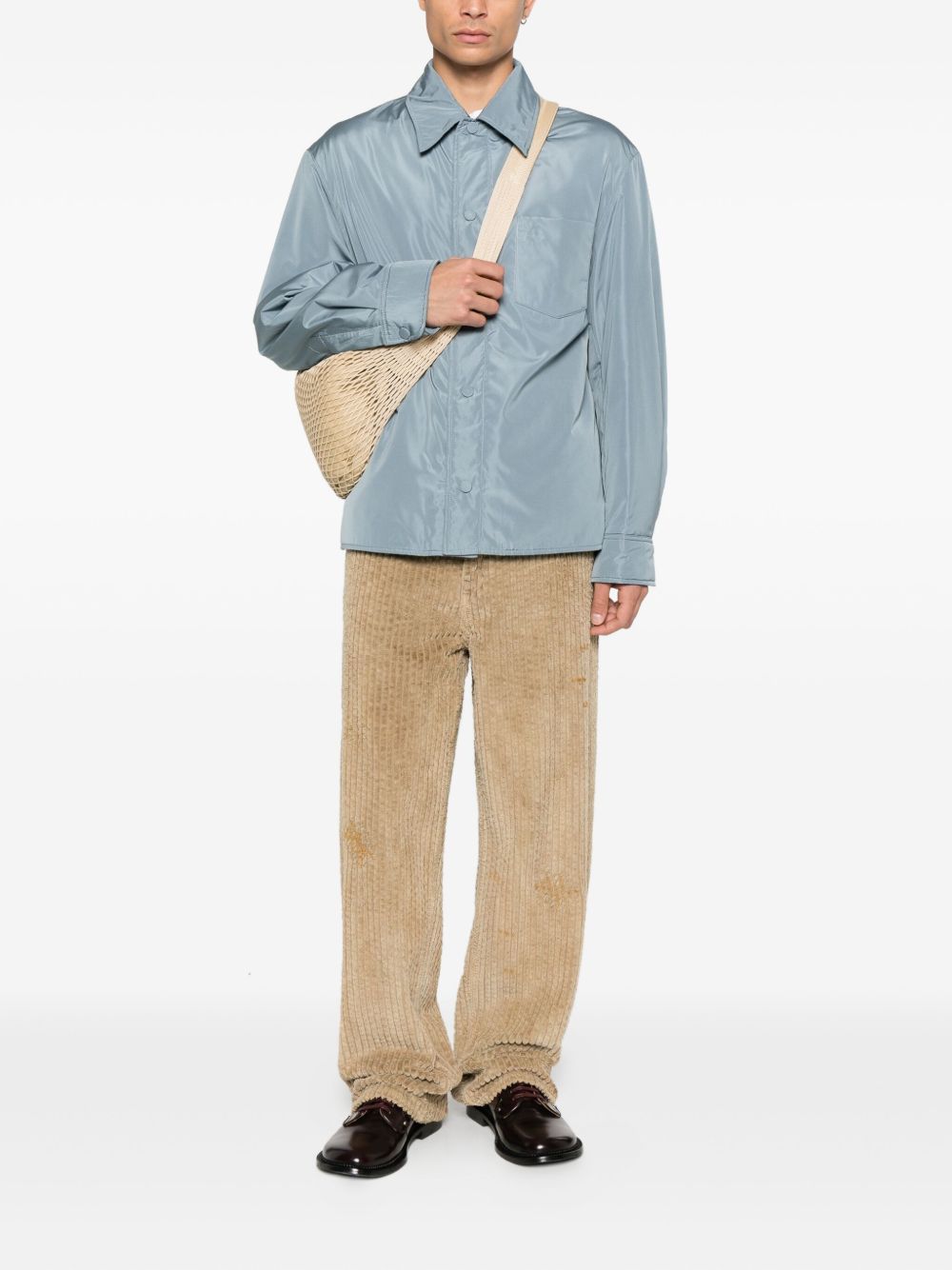 AMI PARIS Classic Nylon Overshirt with Point Collar - Men’s Outerwear