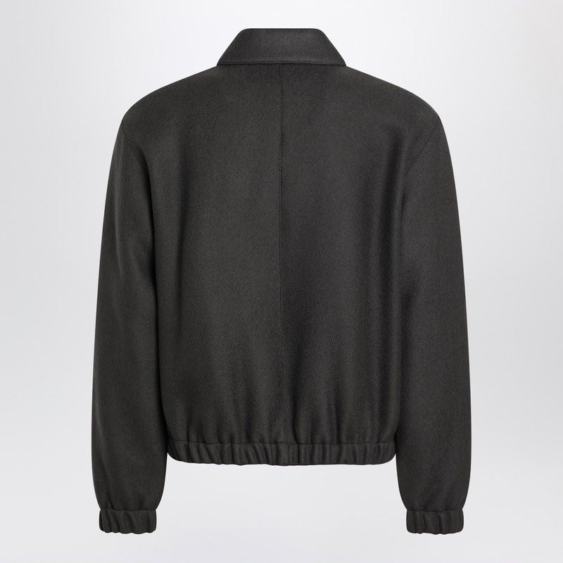 AMI PARIS Wool Bomber Jacket with Embroidered Detail