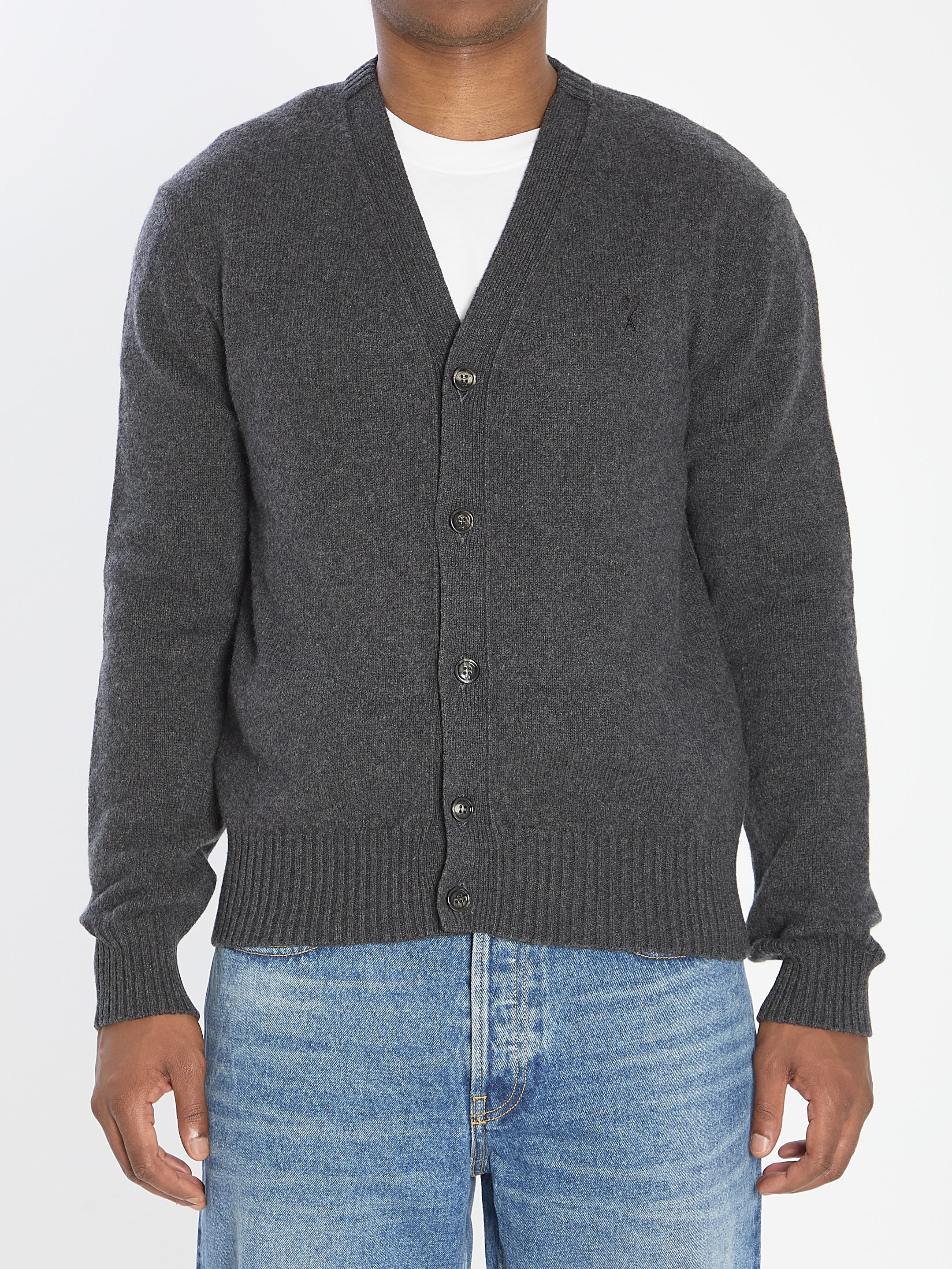 AMI PARIS Classic Cashmere Cardigan for Men