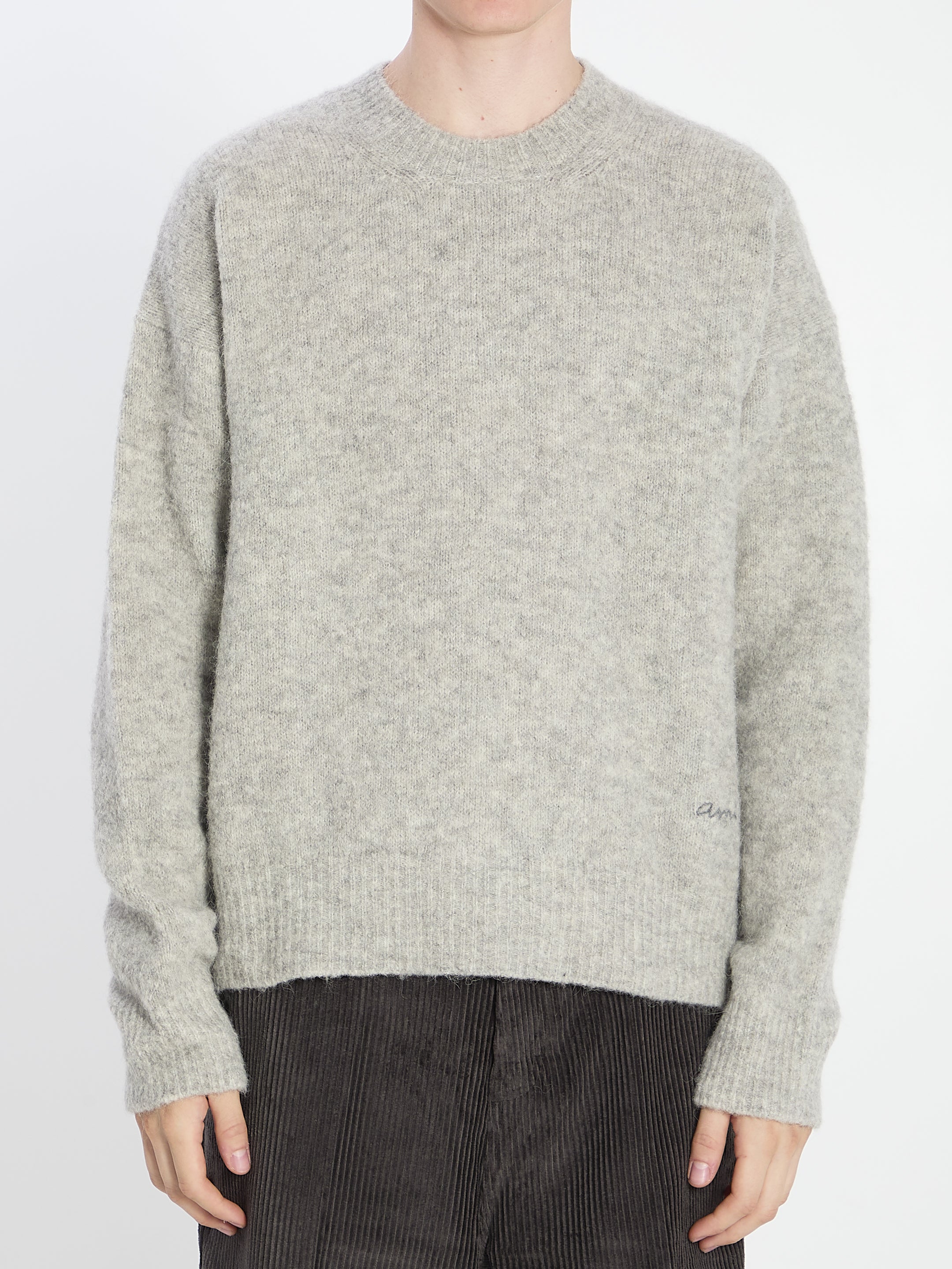 AMI PARIS Men's Regular Fit Sweater in Alpaca Blend - Size XL