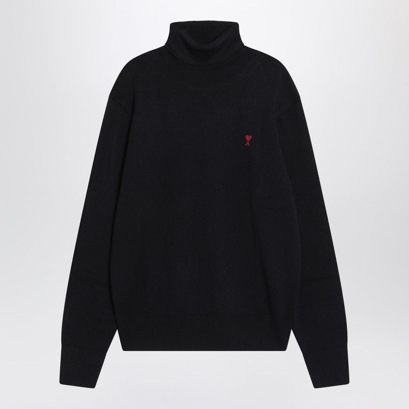 AMI PARIS High Collar Turtleneck Sweater with Logo