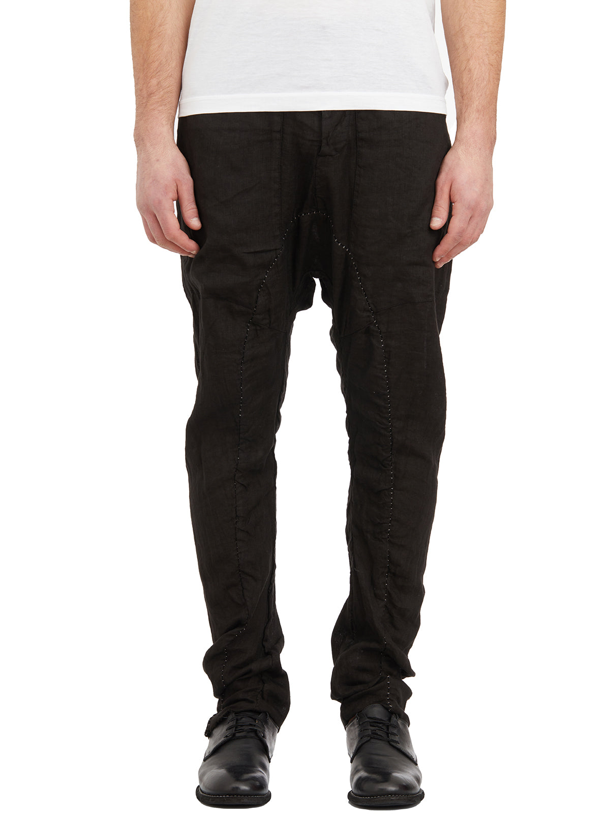 MASNADA Slim Fit Linen Trousers Size 48 with Side Pockets