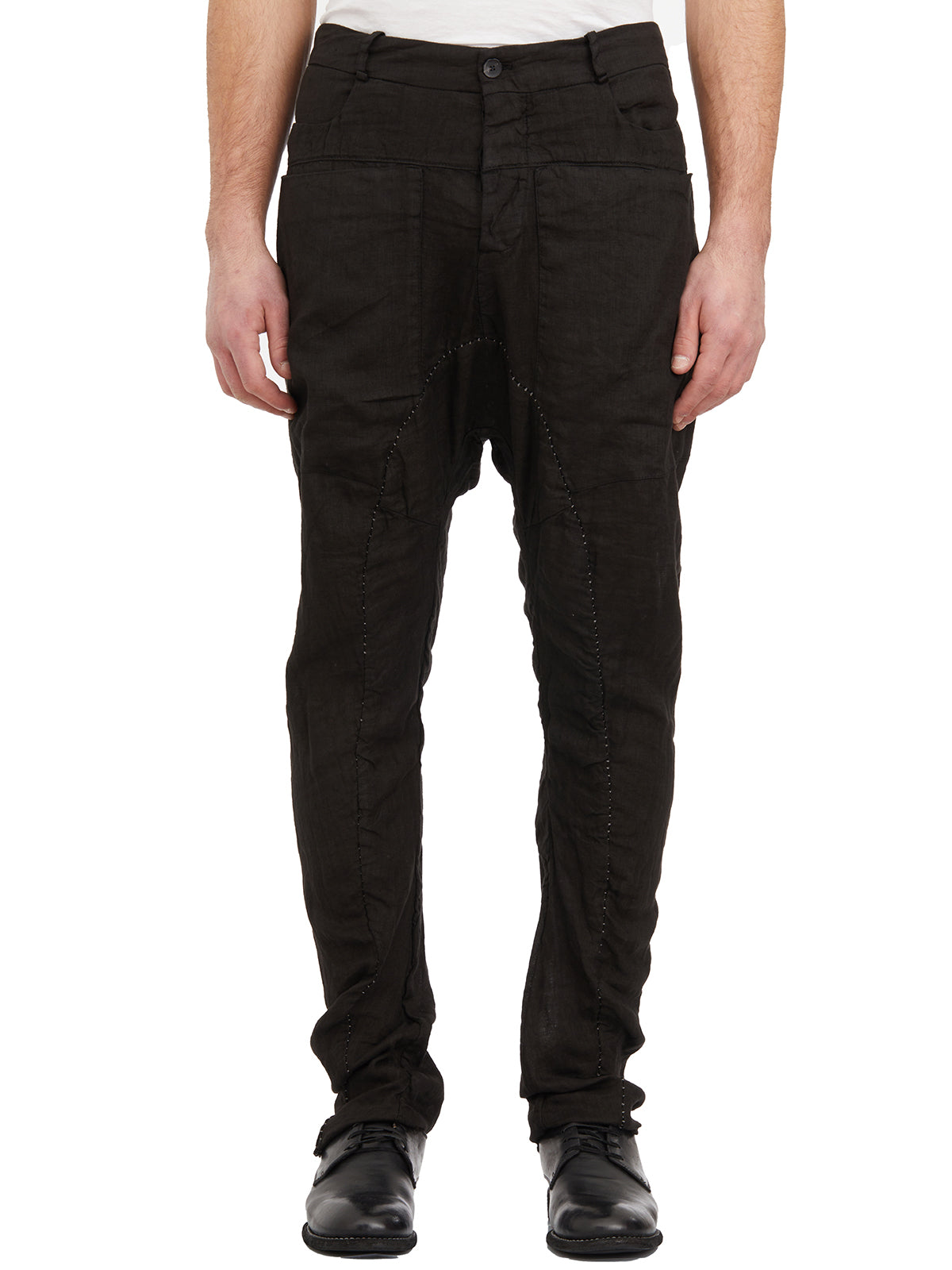 MASNADA Slim Fit Linen Trousers Size 48 with Side Pockets