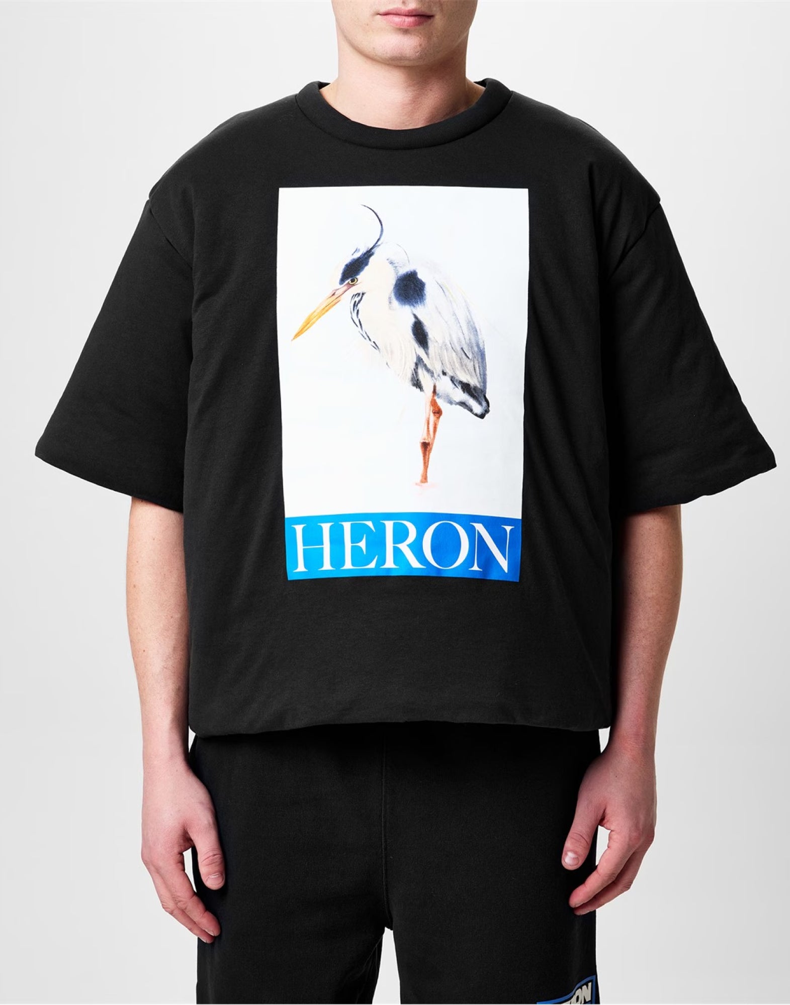 HERON PRESTON Heron Bird Painted Logo Padded T-Shirt - Short Sleeve