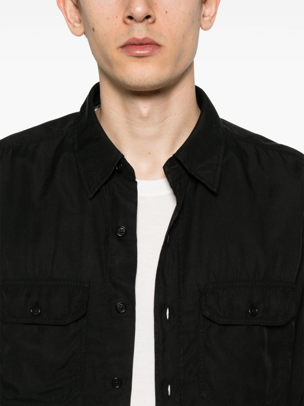 TOM FORD Fluid Twill Military Fit Shirt - Men's