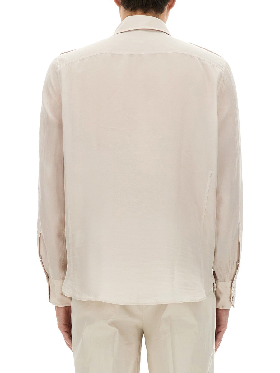 TOM FORD Military-Inspired Cotton and Silk Shirt - Size 42