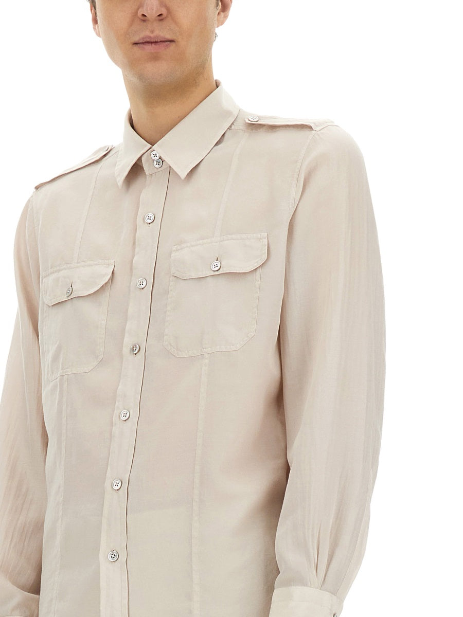 TOM FORD Military-Inspired Cotton and Silk Shirt - Size 42