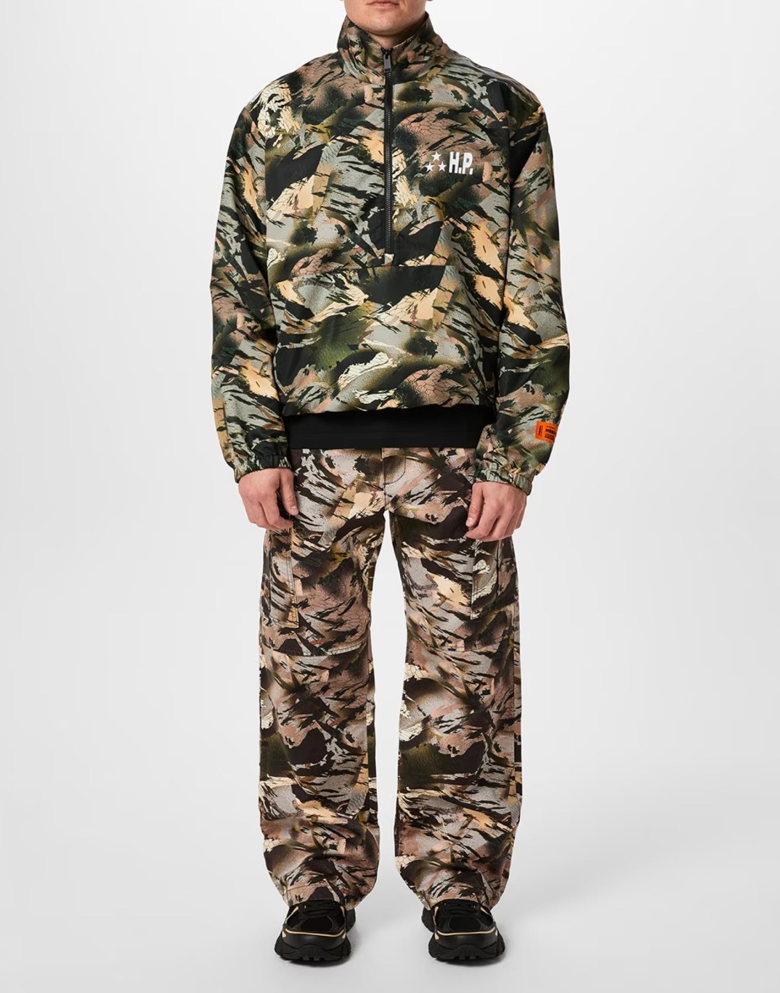 HERON PRESTON Camouflage Logo Tape Windbreaker Jacket
