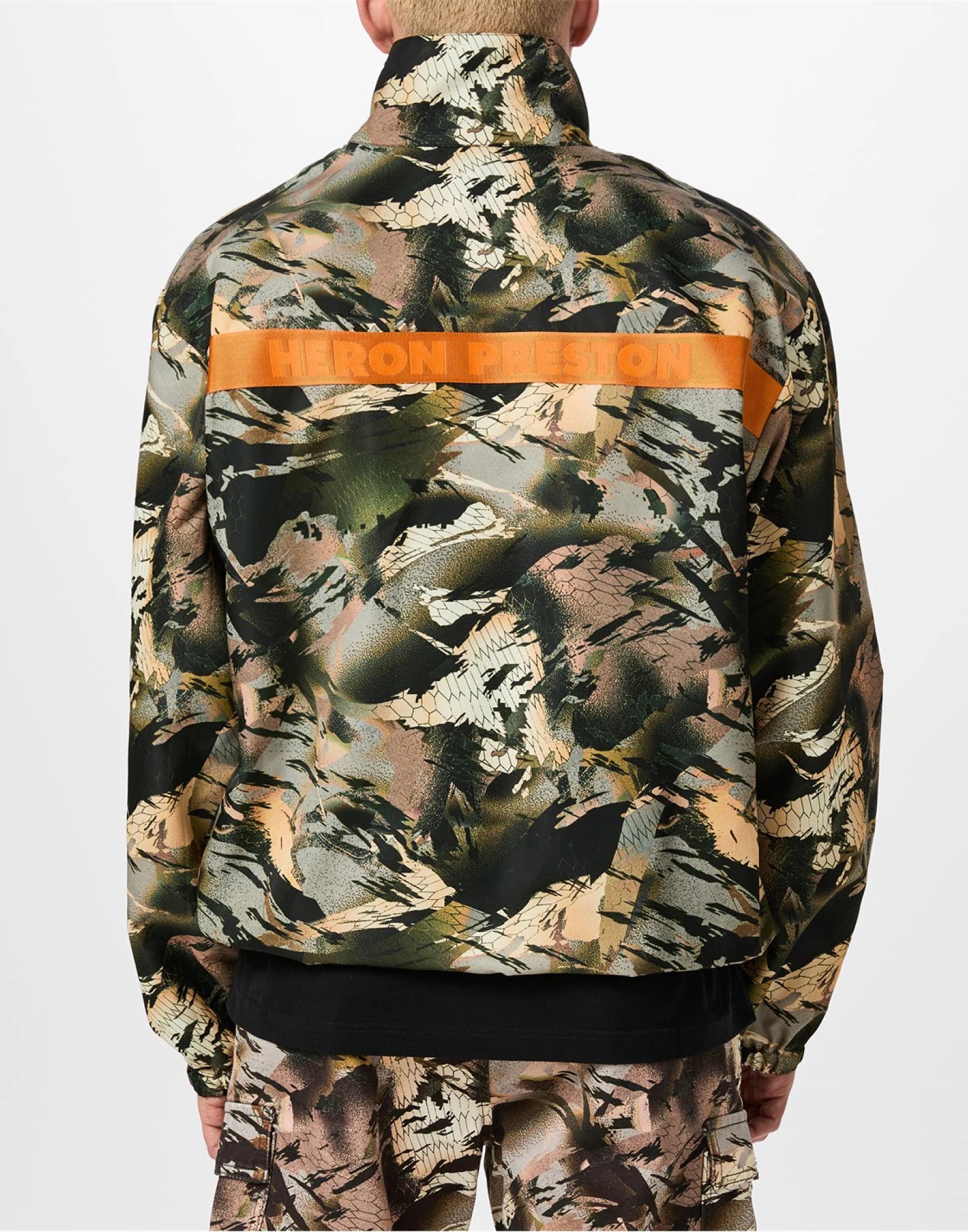 HERON PRESTON Camouflage Logo Tape Windbreaker Jacket