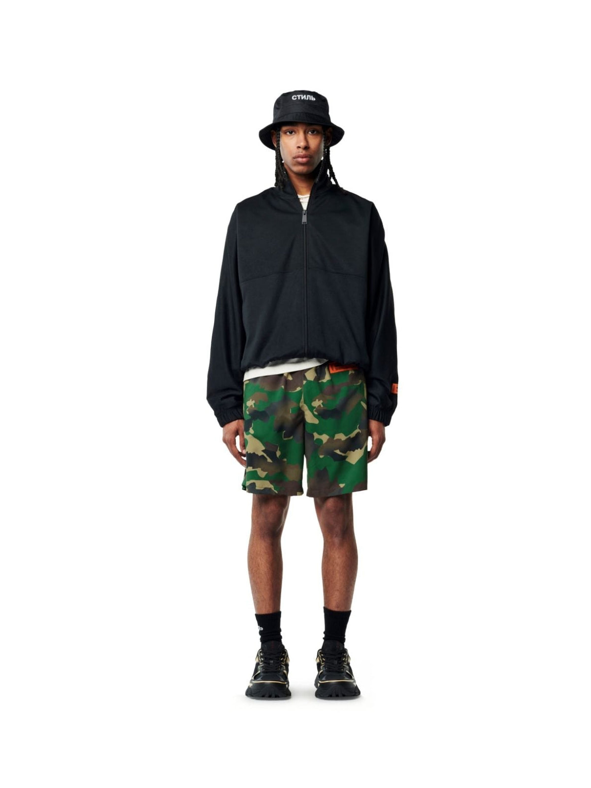 HERON PRESTON Camouflage Logo Patch Mini Swim Shorts