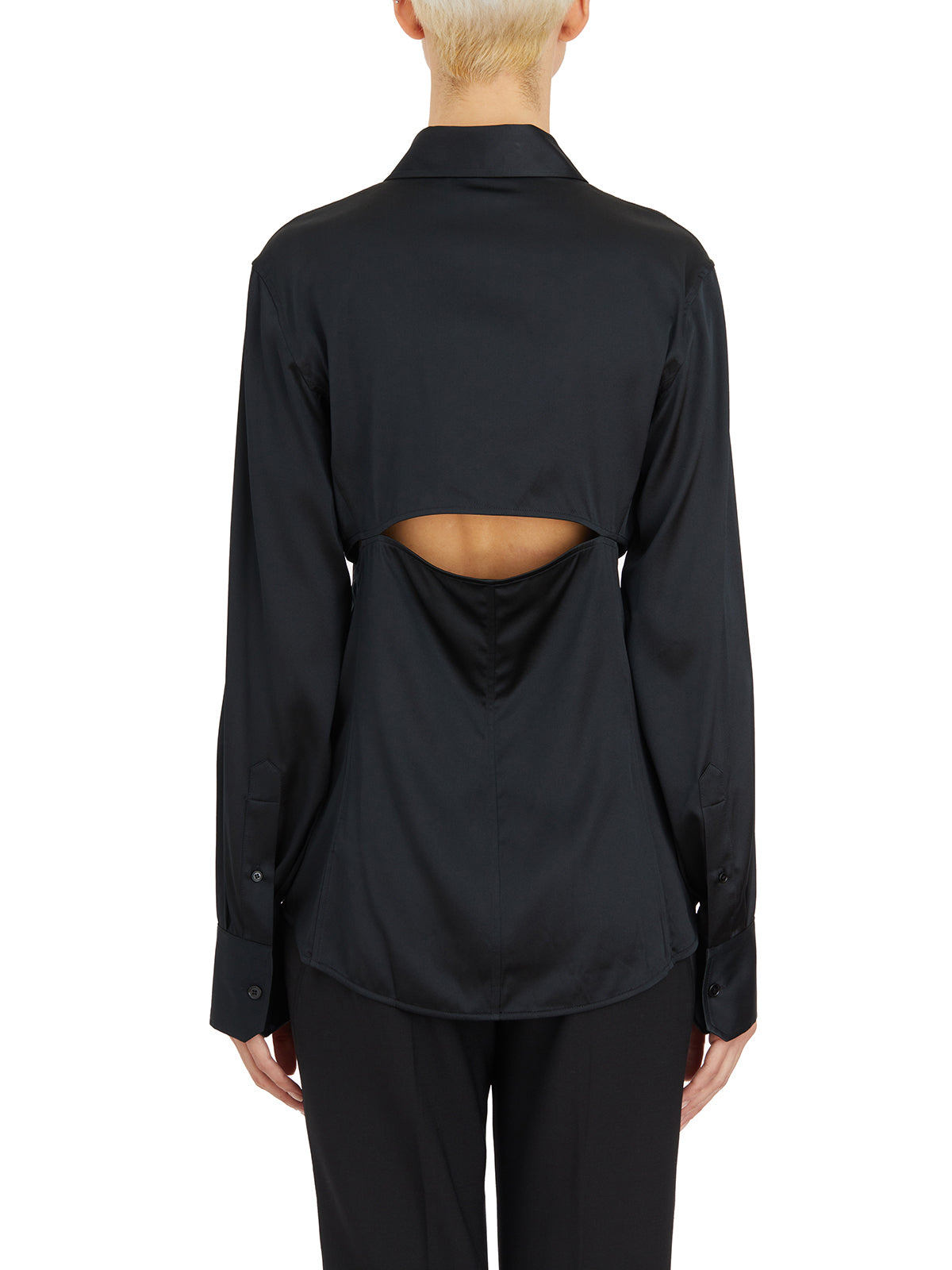 HELMUT LANG Silk Button-Up Shirt with Pointed Collar - Size S