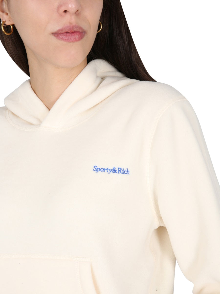 SPORTY & RICH Logo Hooded Sweatshirt
