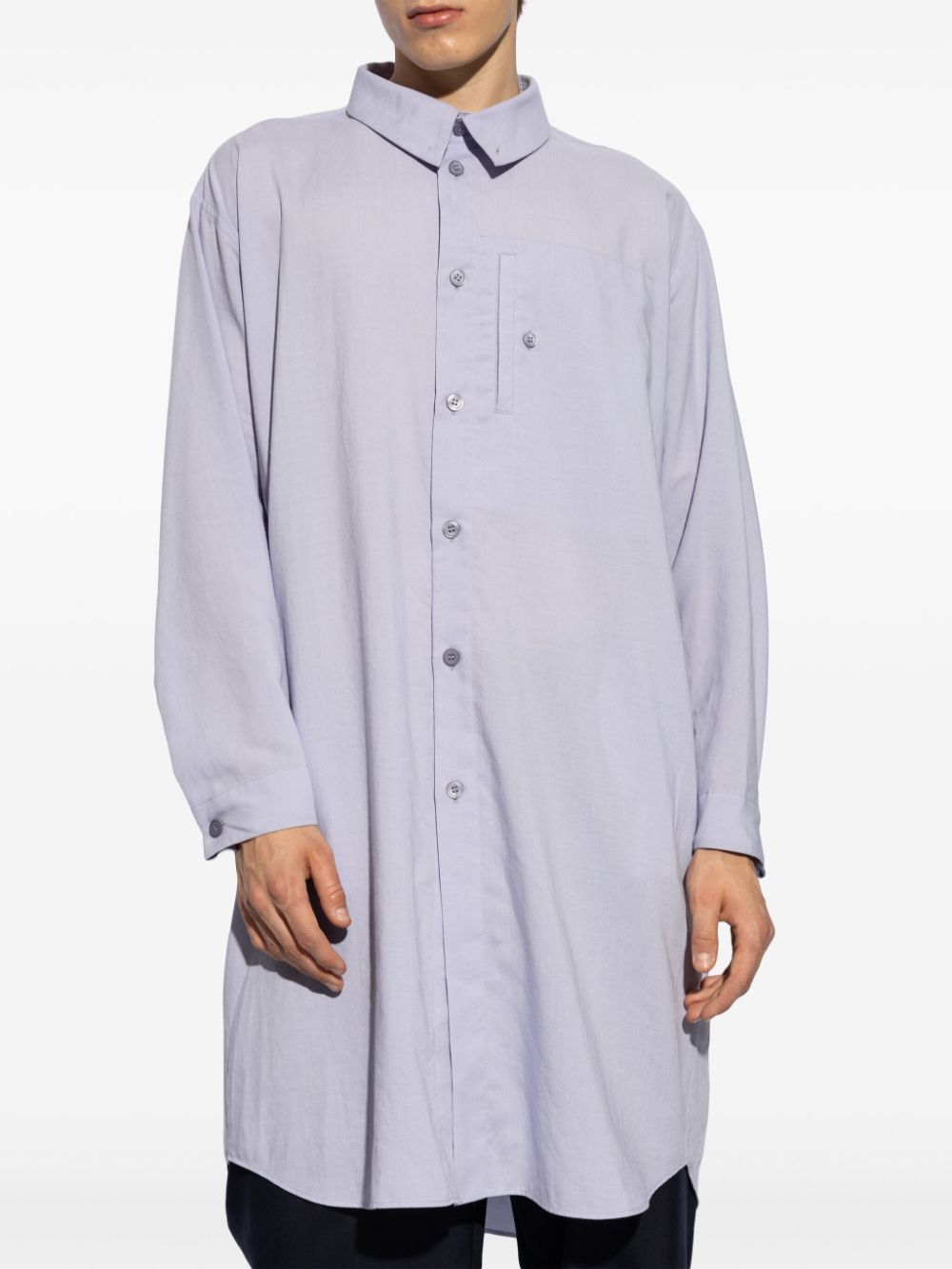 HOMME PLISSE Longline Shirt with Folded Yoke for Men