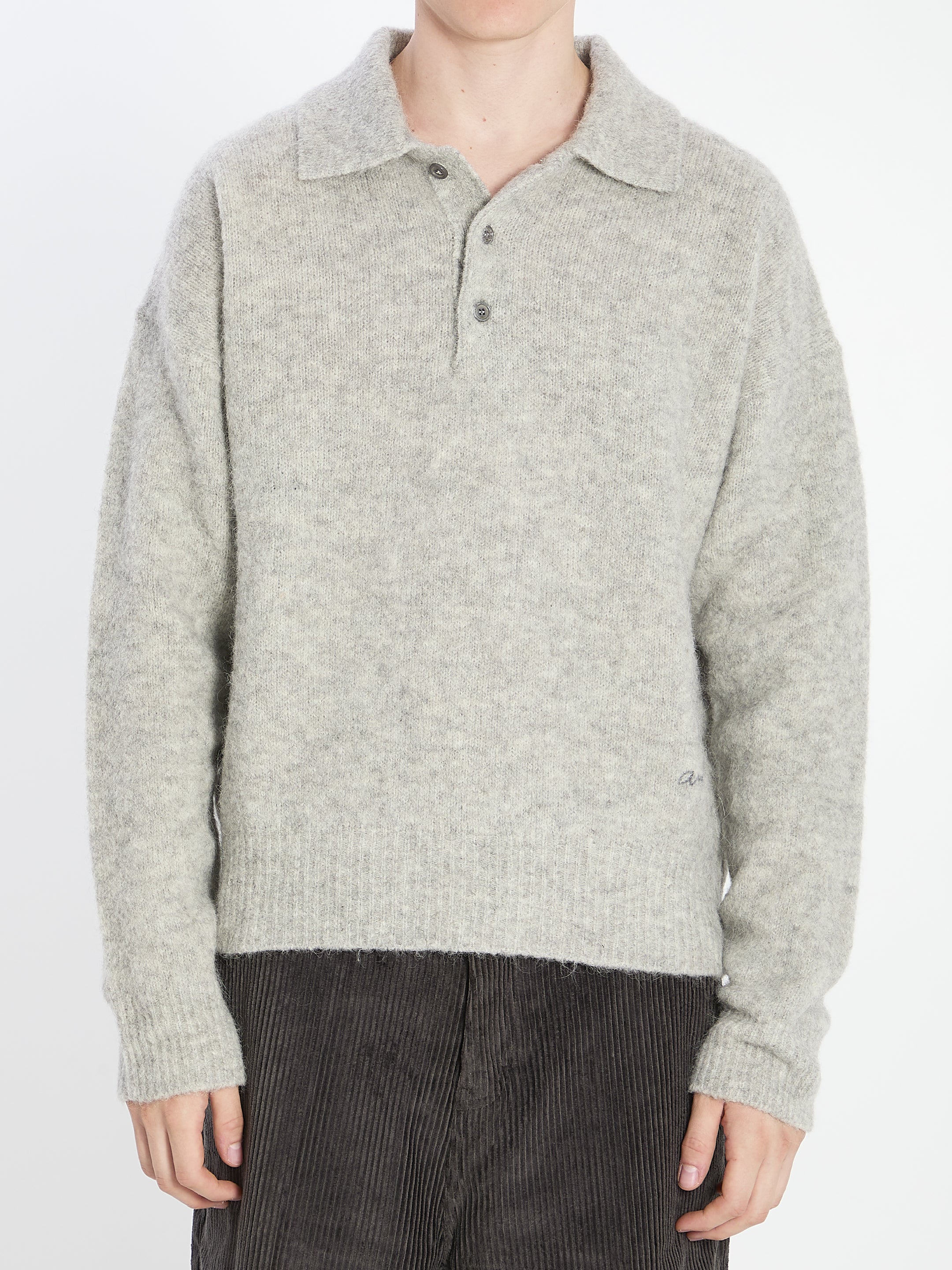 AMI PARIS Men’s Wool and Alpaca Polo Sweater - Size L