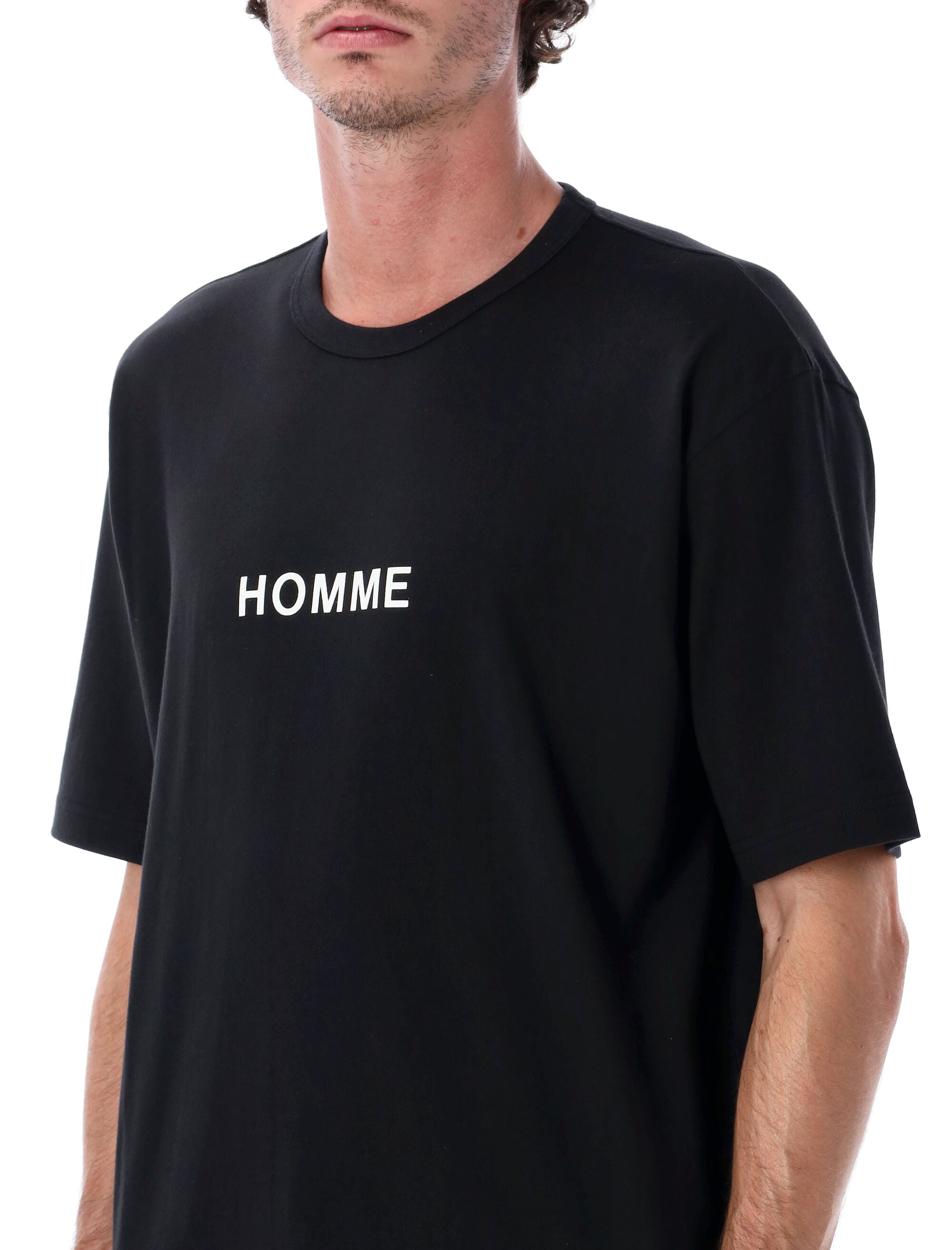 COMME DES GARÇONS HOMME PLUS Relaxed Logo Print Short Sleeve T-Shirt - Size L
