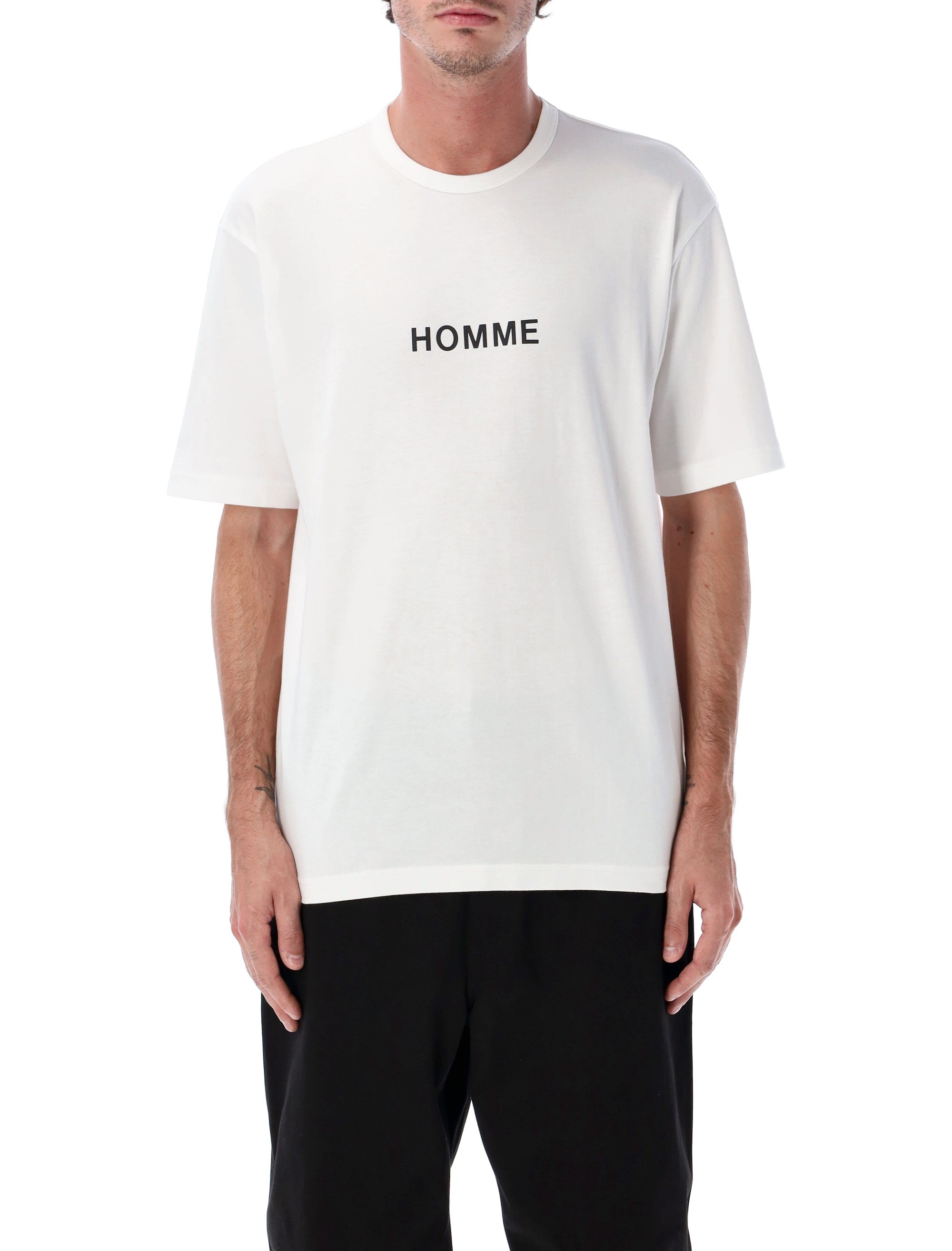 COMME DES GARÇONS HOMME PLUS Relaxed Fit Cotton Logo Short Sleeve T-Shirt - Size L