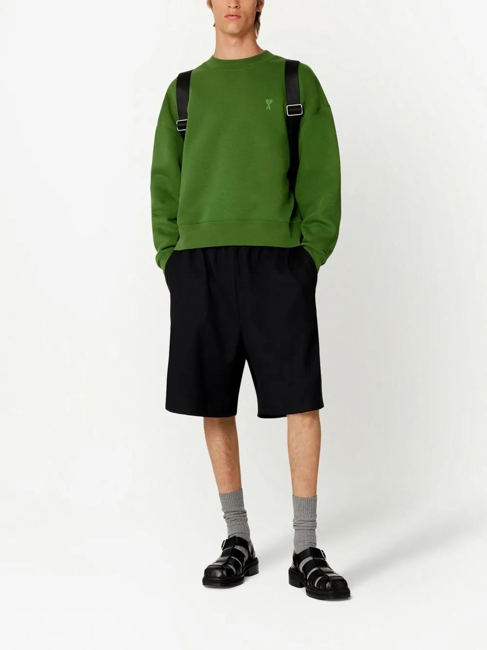 AMI PARIS Wool Blend Bermuda Shorts with Elastic Waistband