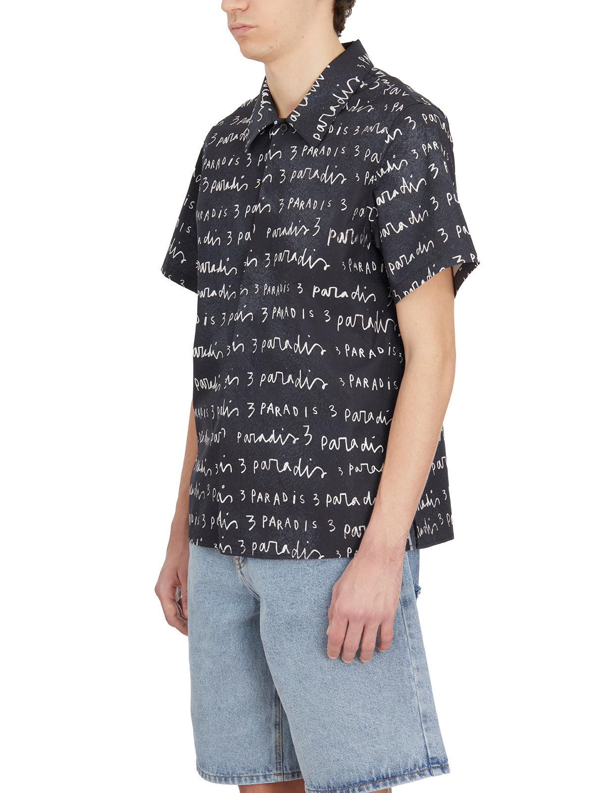 3PARADIS Men's Logo Print Short Sleeve Shirt - Size L