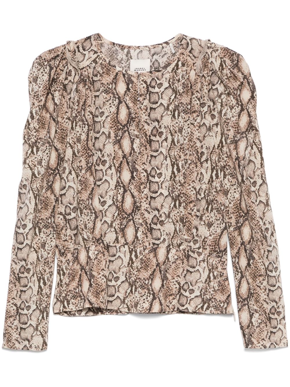 ISABEL MARANT Printed Silk Puff Sleeve Top