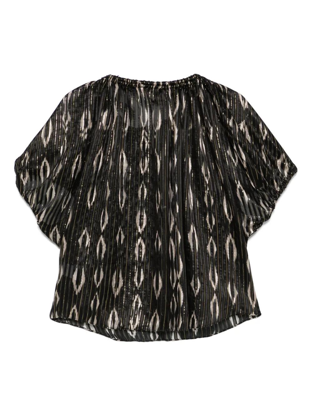 ISABEL MARANT Mini Black Top with Golden Stripes Print