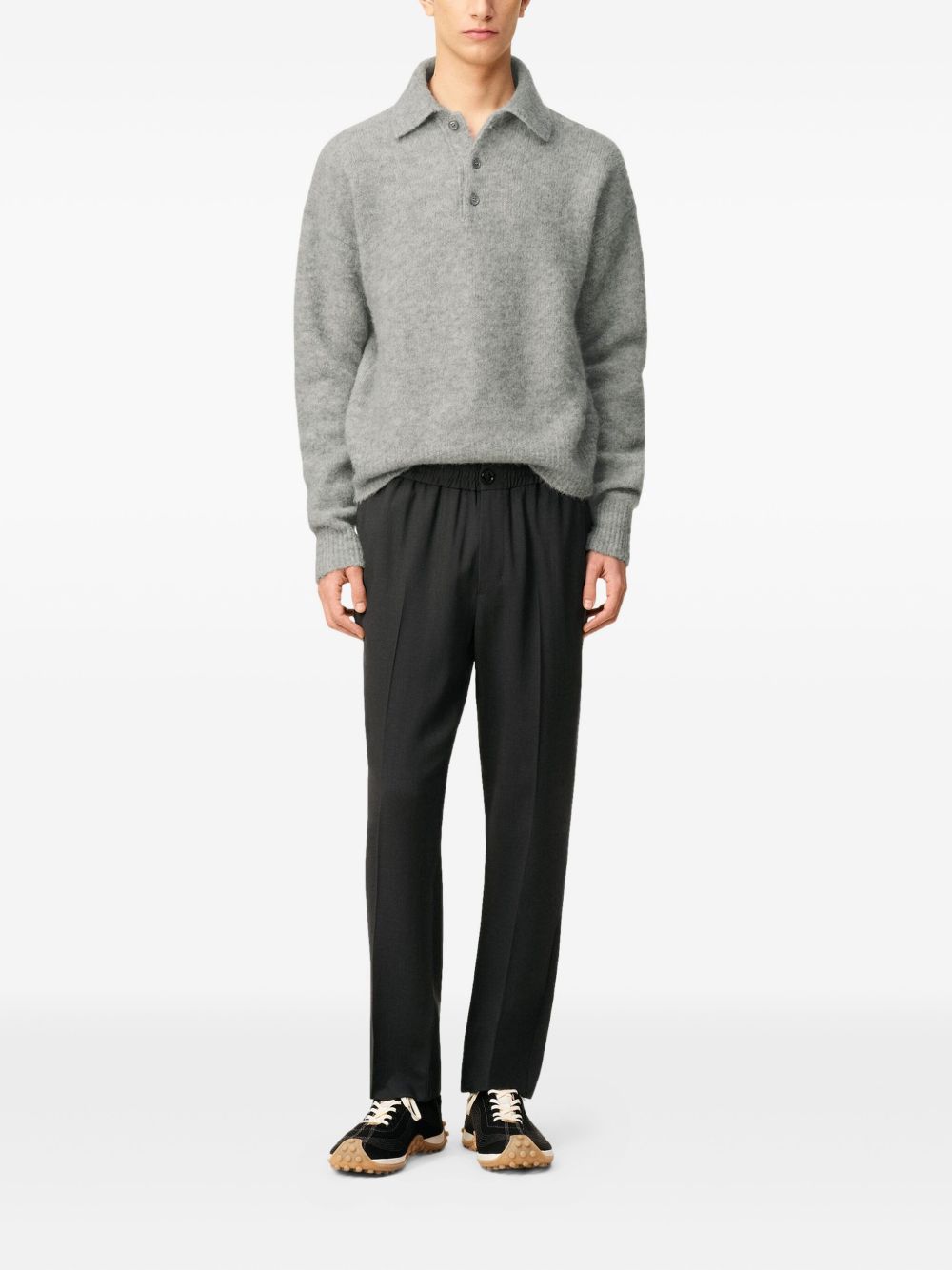 AMI PARIS Wool Trousers with Elasticated Waistband for Men