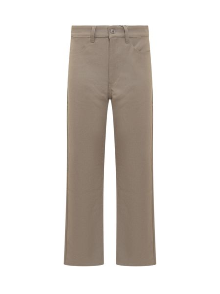 AMI PARIS Cotton Linen Straight Leg Trousers