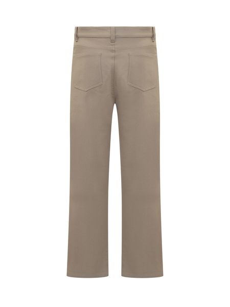 AMI PARIS Cotton Linen Straight Leg Trousers