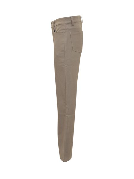 AMI PARIS Cotton Linen Straight Leg Trousers