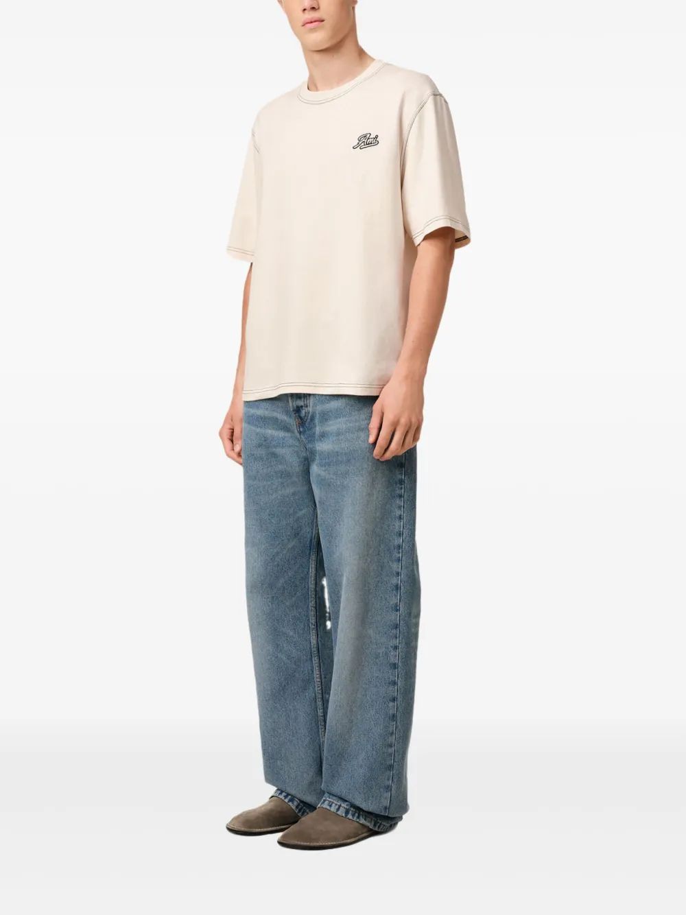 AMI PARIS Contrast Stitch Cotton T-Shirt - Men's SS25