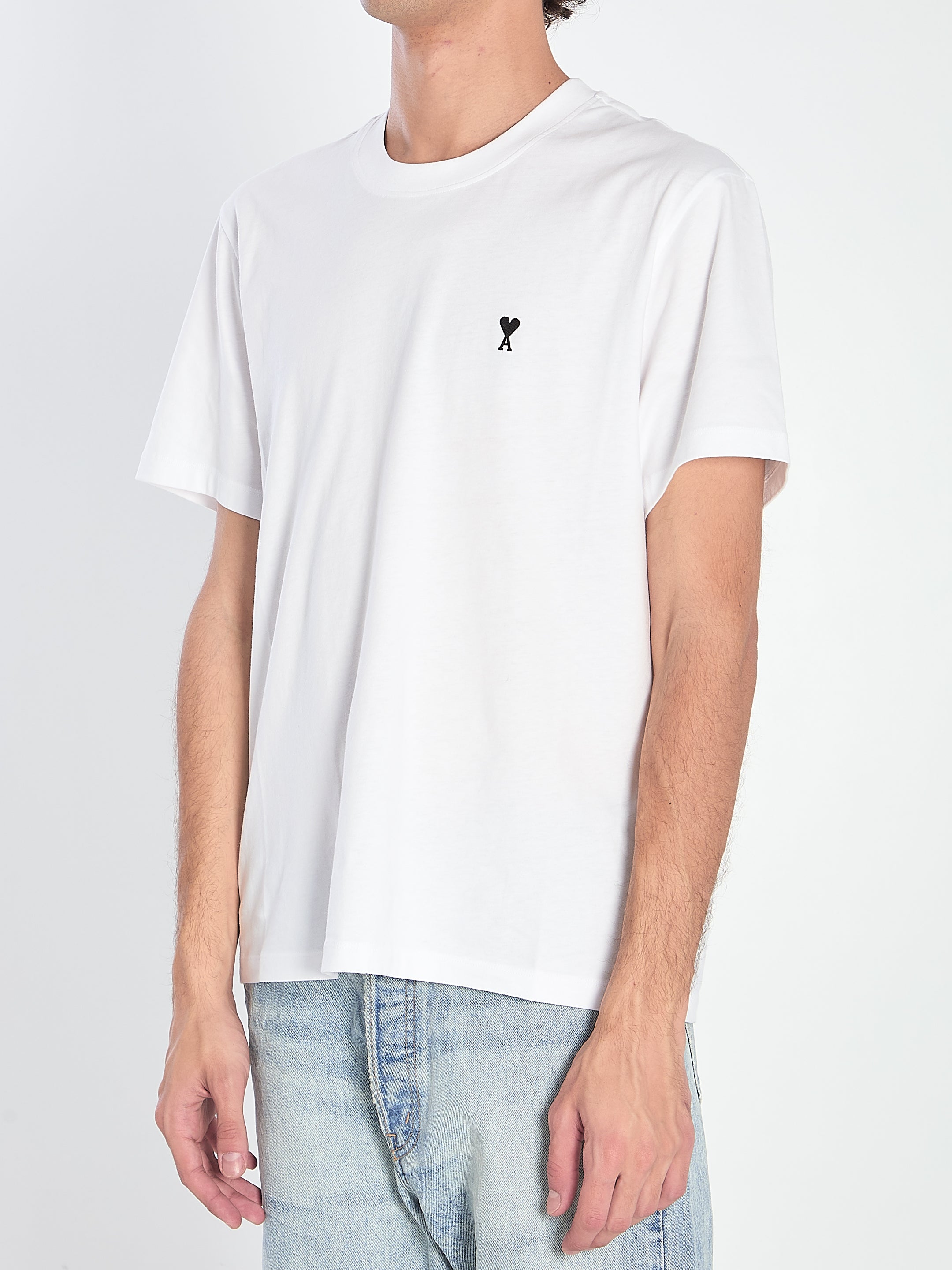 AMI PARIS Men's Short Sleeve T-Shirt with Contrast Logo