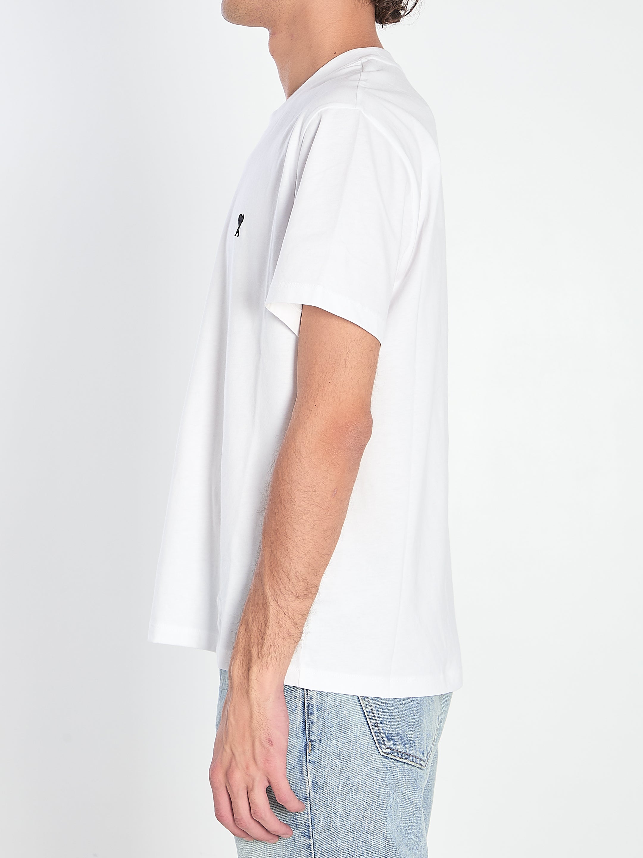 AMI PARIS Men's Short Sleeve T-Shirt with Contrast Logo