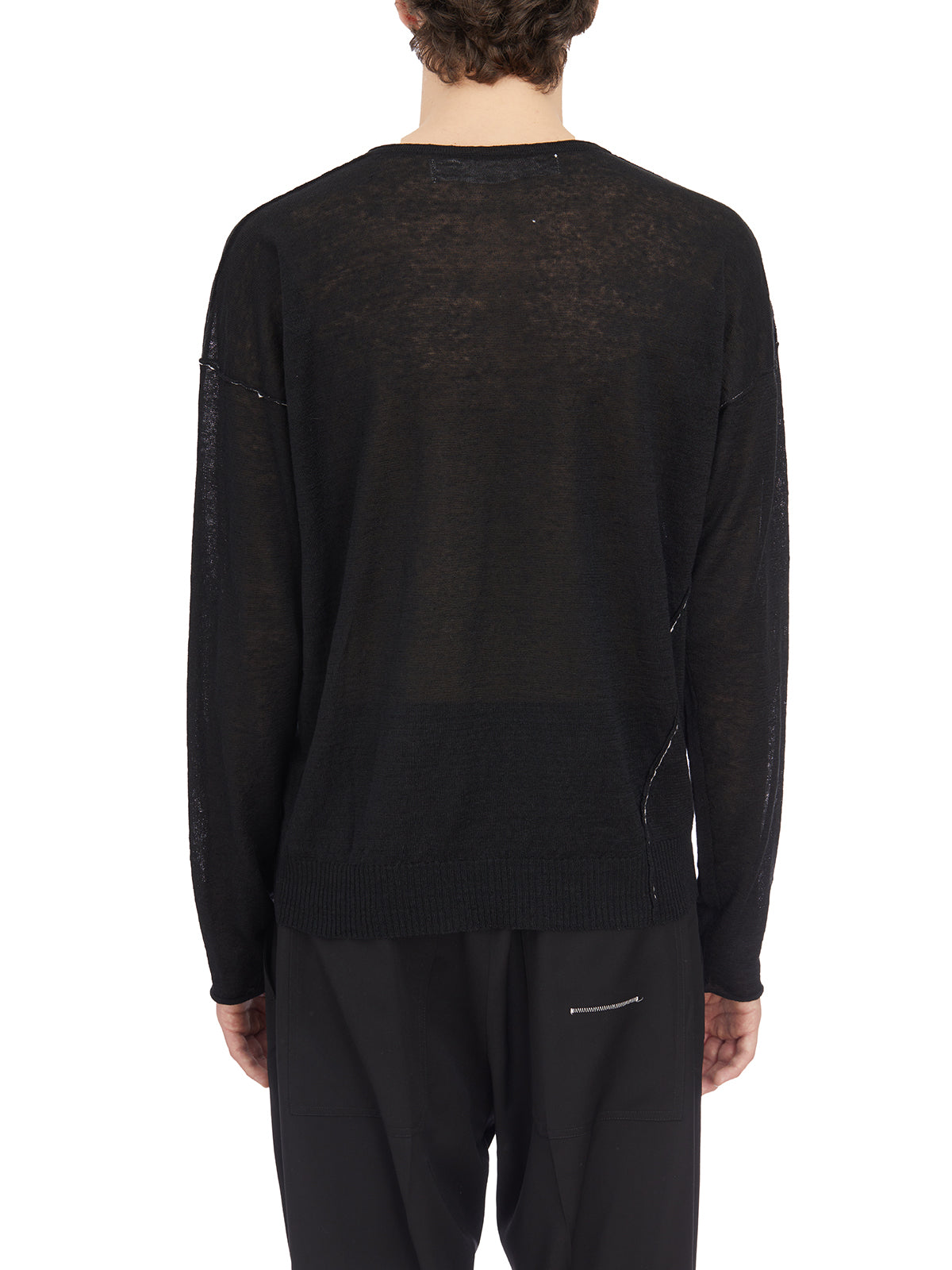 ISABEL BENENATO Minimalist Sweater with Button Neck Detail - Size M