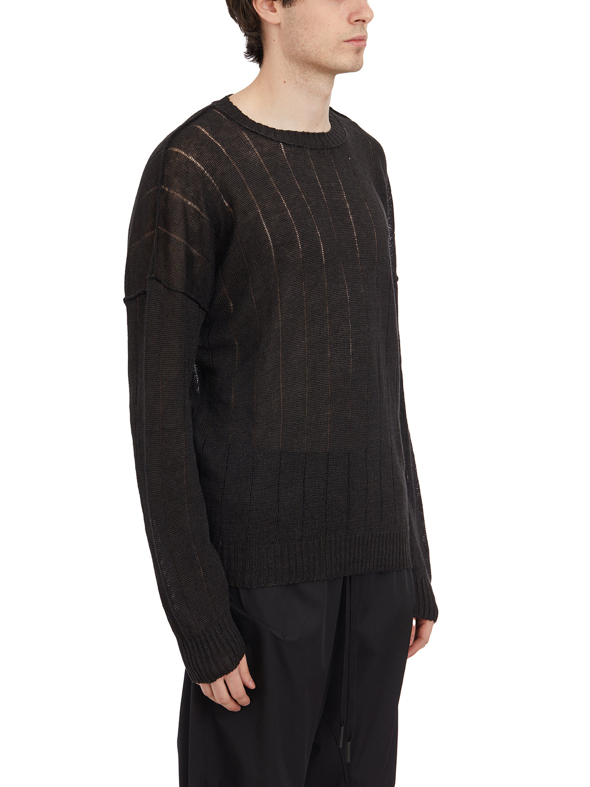 ISABEL BENENATO Regular Fit Linen Crew Neck Sweater - Size M