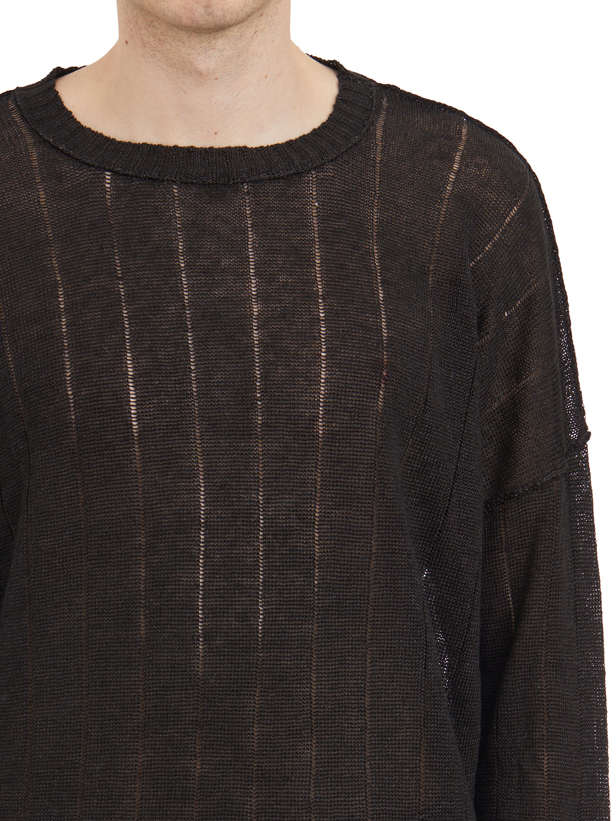 ISABEL BENENATO Regular Fit Linen Crew Neck Sweater - Size M