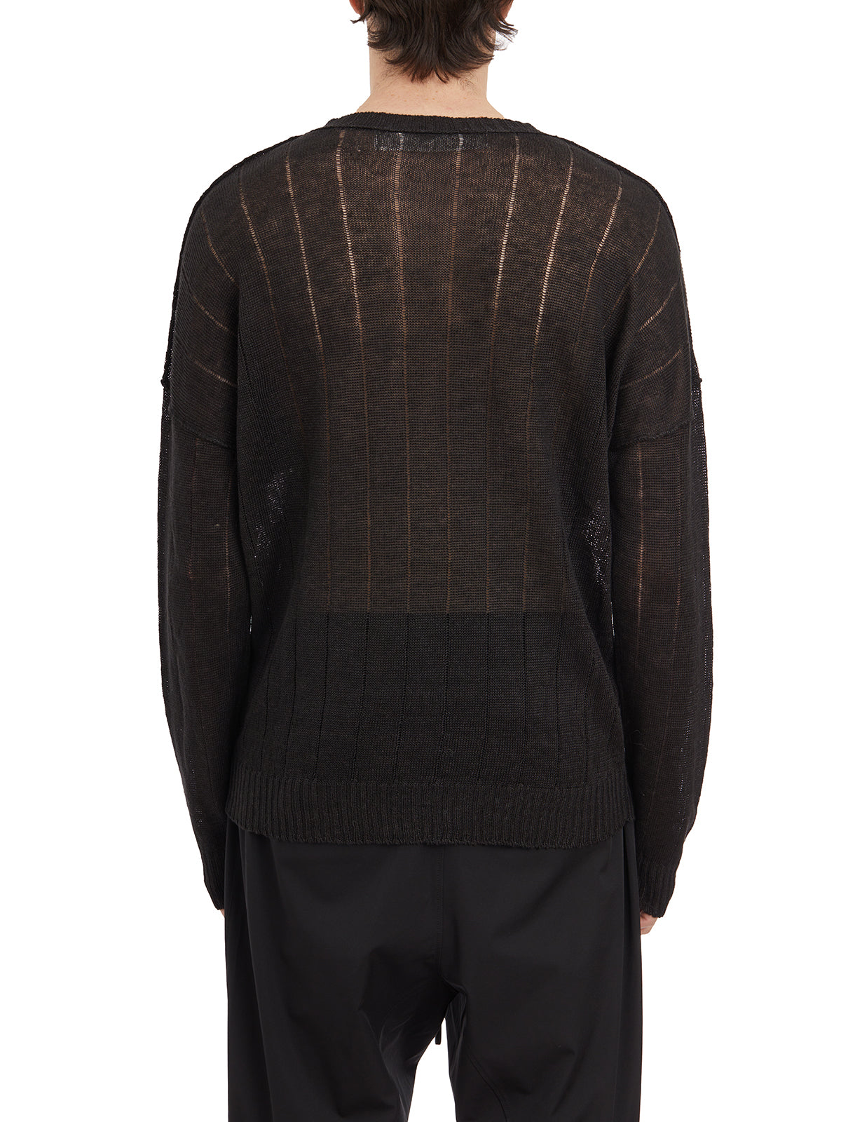 ISABEL BENENATO Regular Fit Linen Crew Neck Sweater - Size M