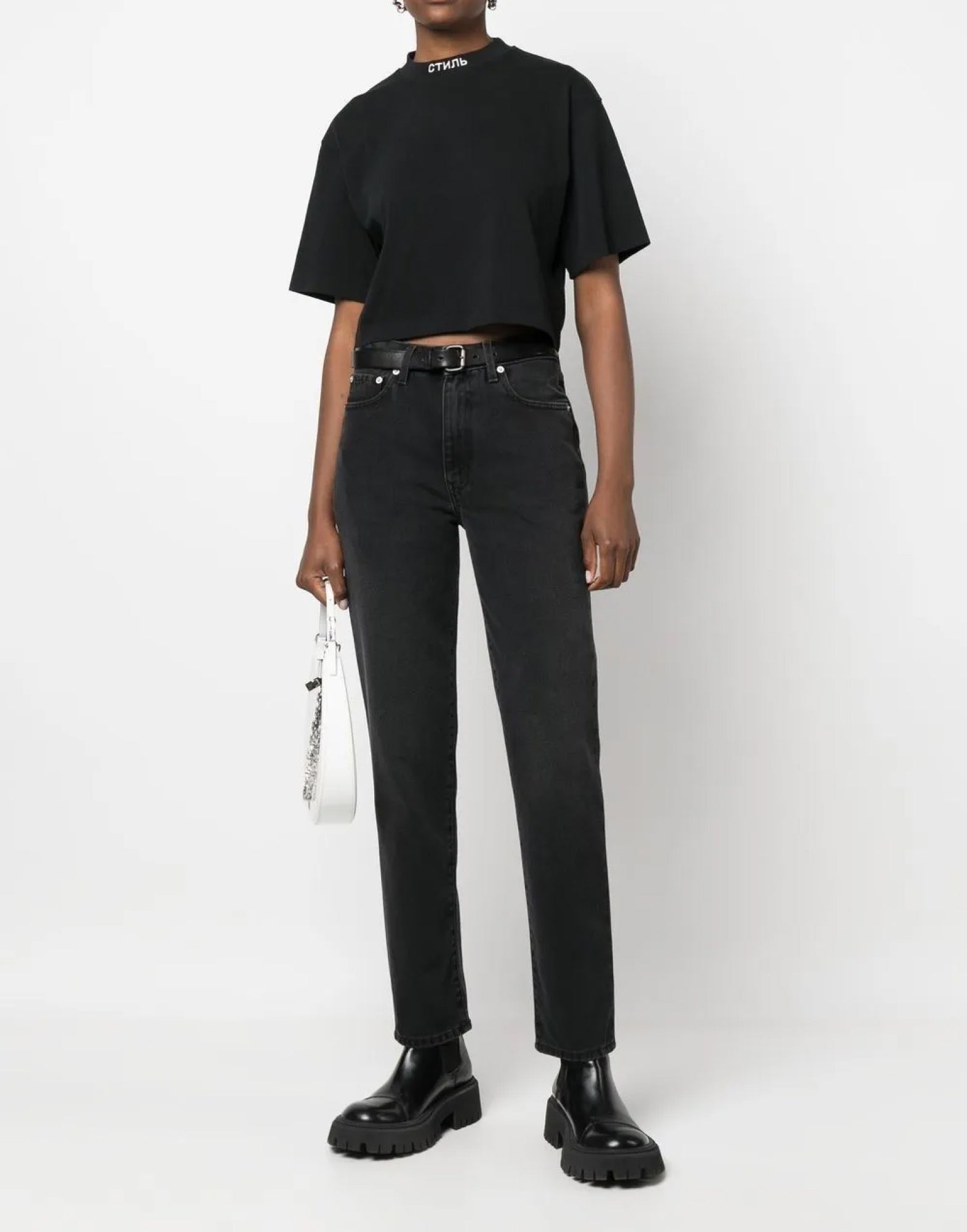 HERON PRESTON Logo Crop T-Shirt - Women’s Short Sleeve Mini Fit