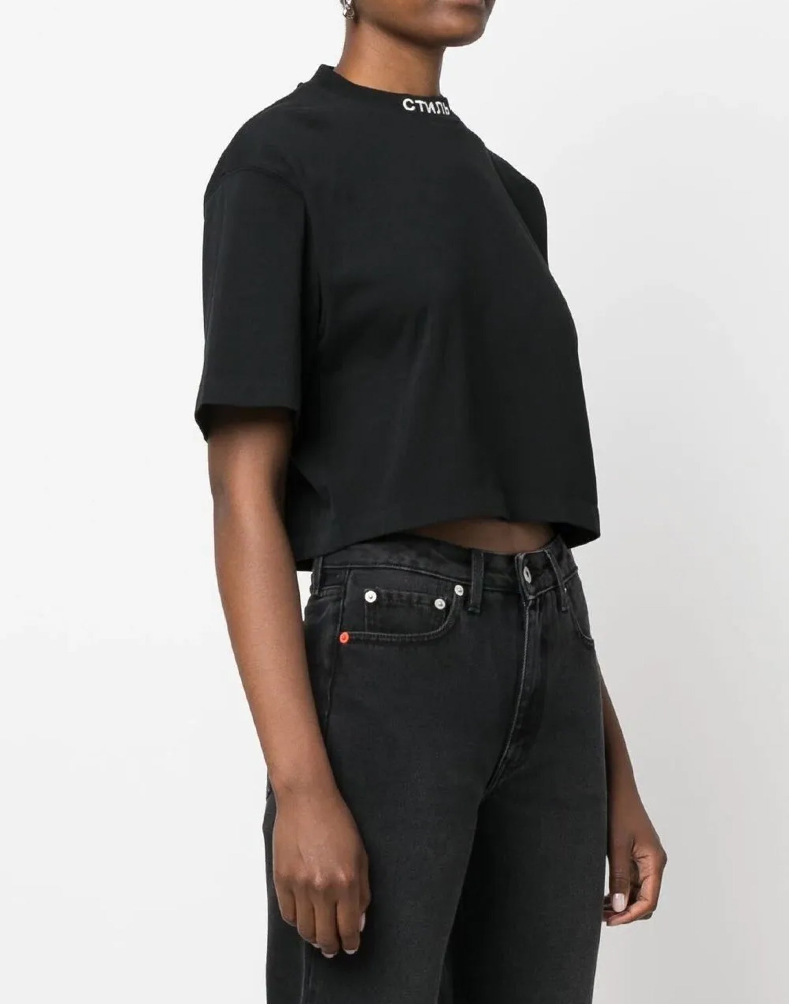 HERON PRESTON Logo Crop T-Shirt - Women’s Short Sleeve Mini Fit