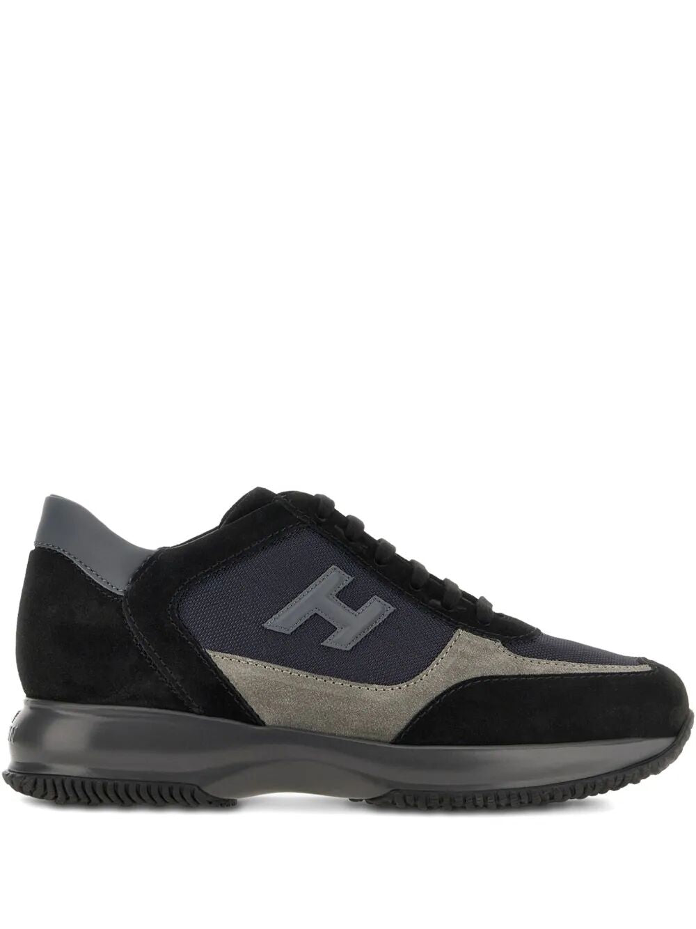 HOGAN Suede and Smooth Leather Interactive Sneakers with Technical Fabric Inserts