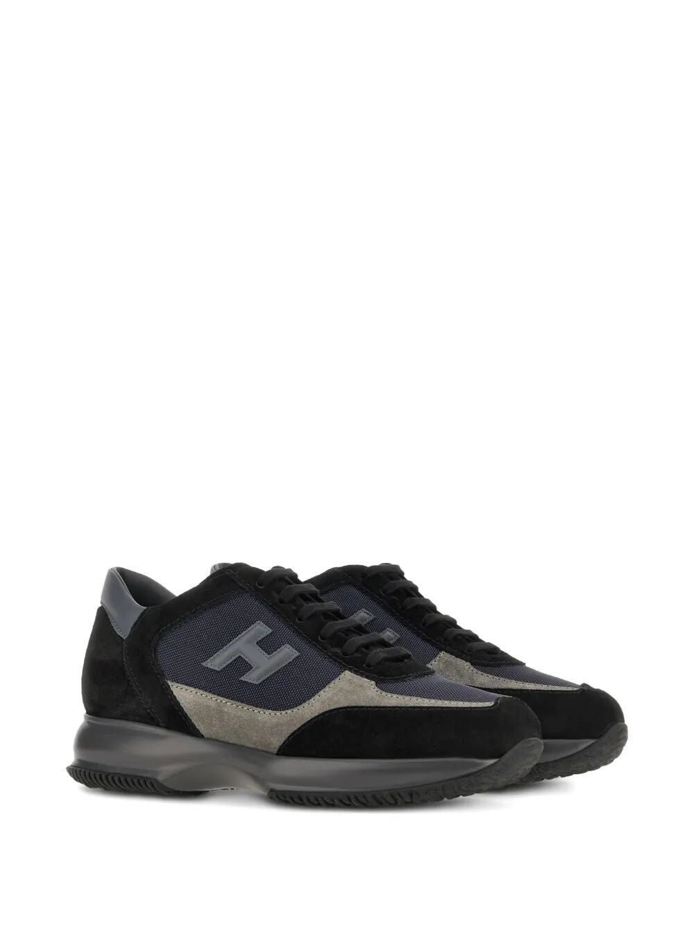 HOGAN Suede and Smooth Leather Interactive Sneakers with Technical Fabric Inserts