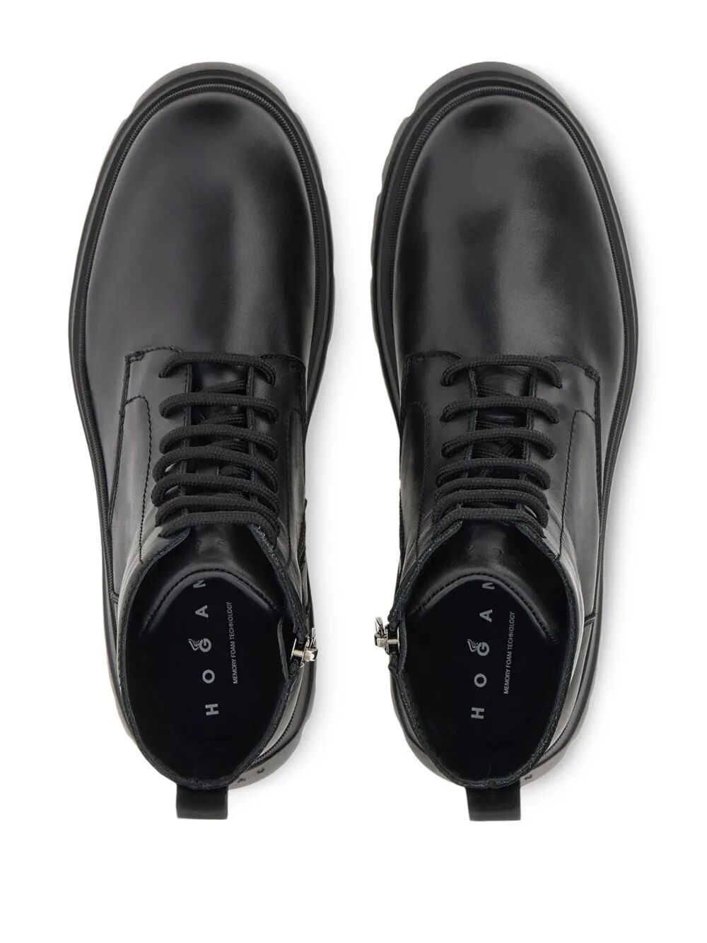 HOGAN Lace-Up Leather Boots with Zip for Men - FW25 Collection