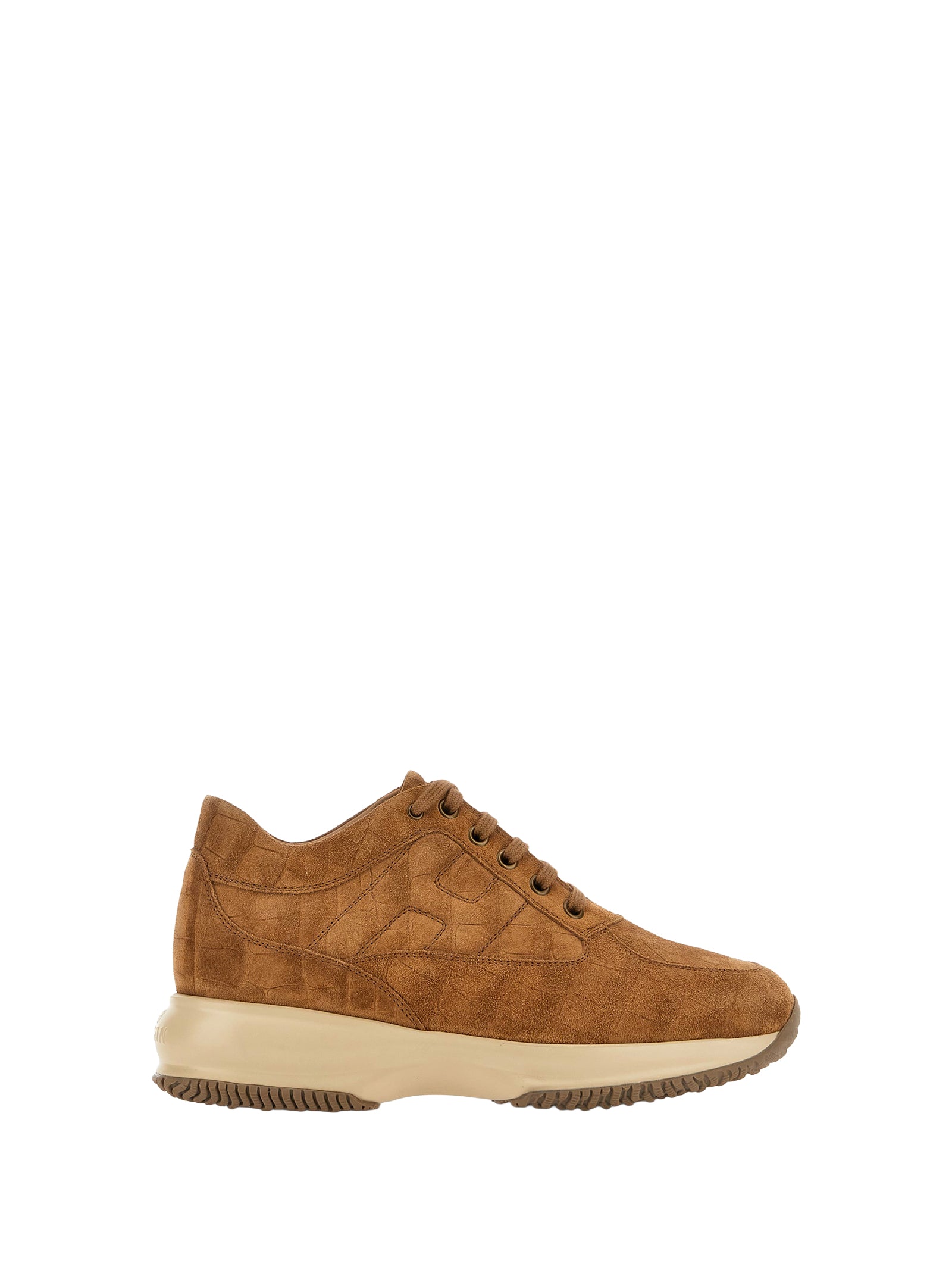 HOGAN Interactive Suede Sneakers with Crocodile Print and Padded Detail