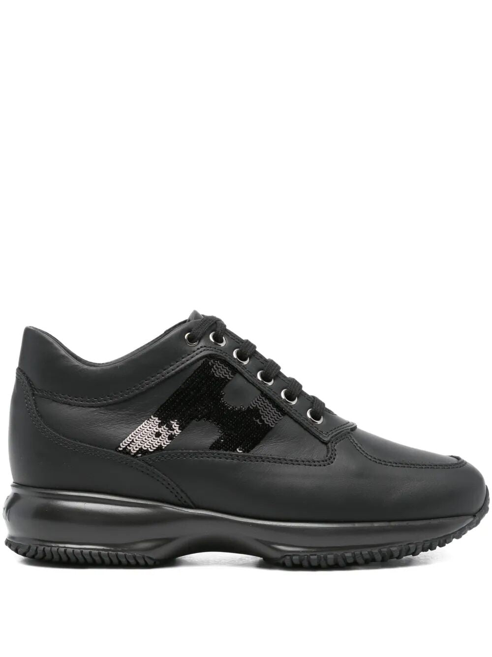 HOGAN Interactive Sequin-Panel Leather Sneaker for Women